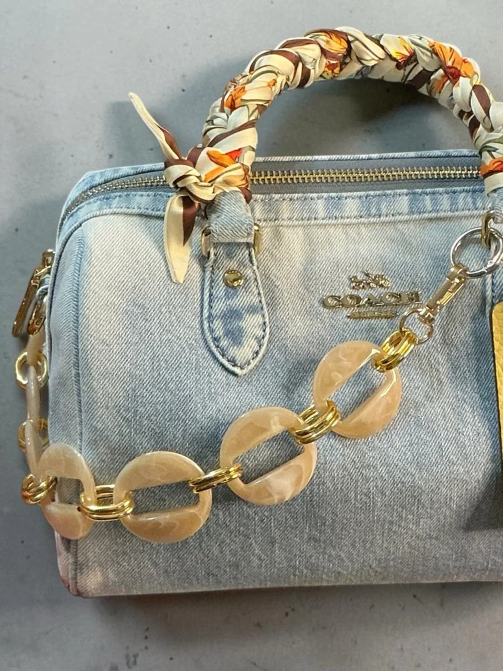 Chunky Resin Chain Strap Apricot Marble Gold Bag Chain Purse Strap NEW
